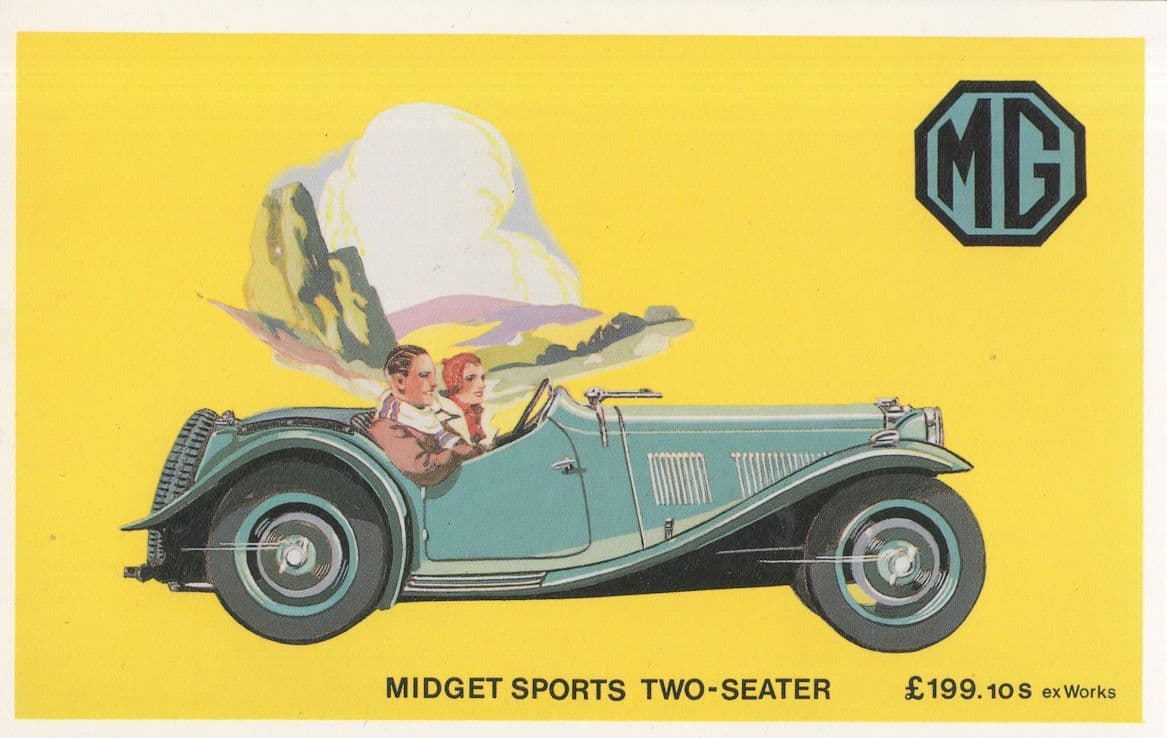 MG Midget Old Sports 2 Seater Classic Car Advertising Postcard