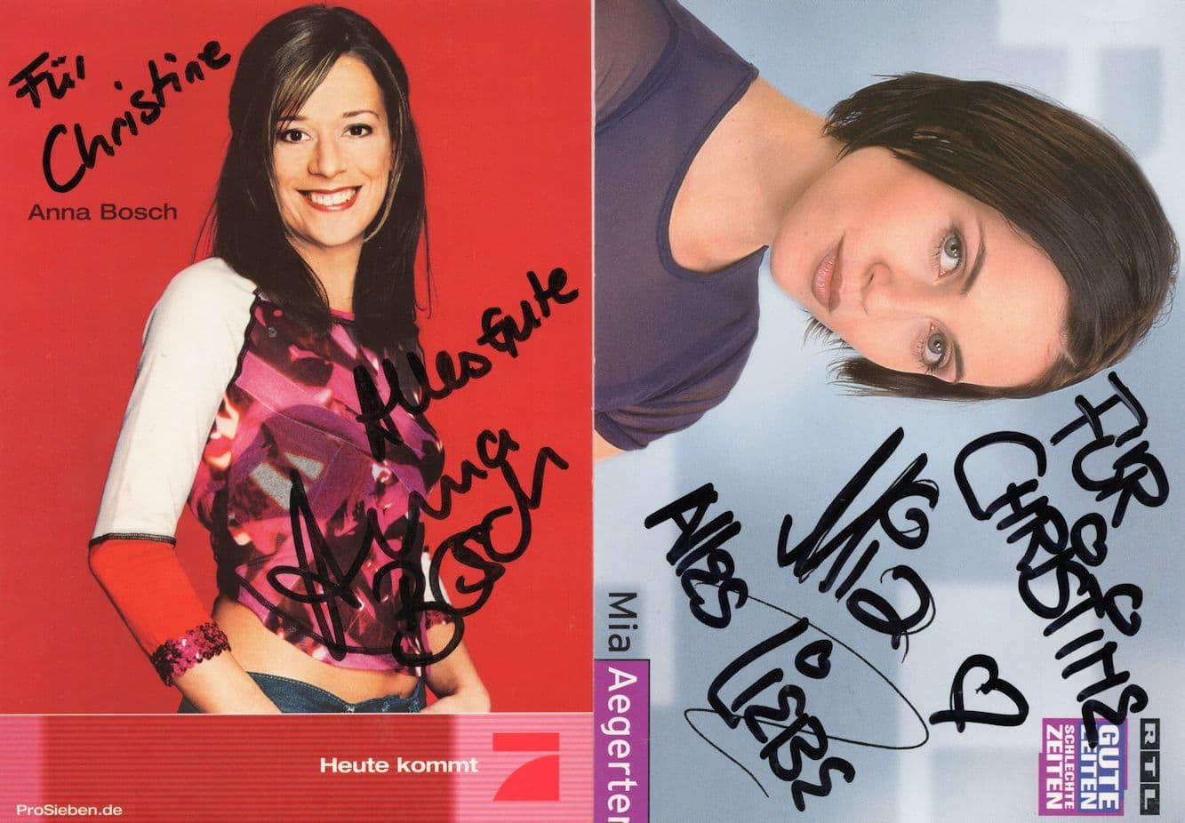 Mia Aegerter Anna Bosch 2x German Hand Signed Photo s