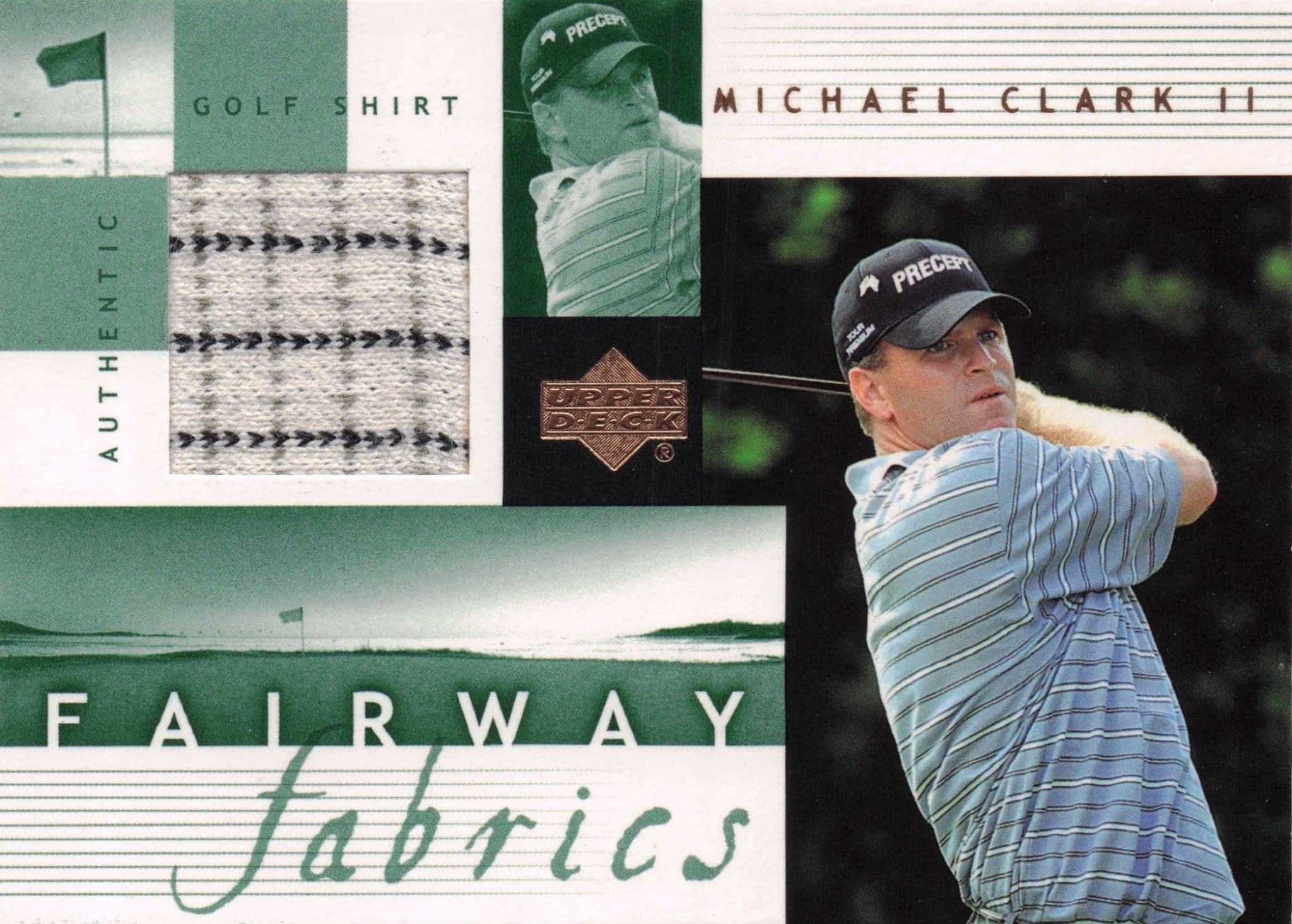 Michael Clark III Fairway Fabrics 2002 Golf Upper Deck Real Shirt Relic Card