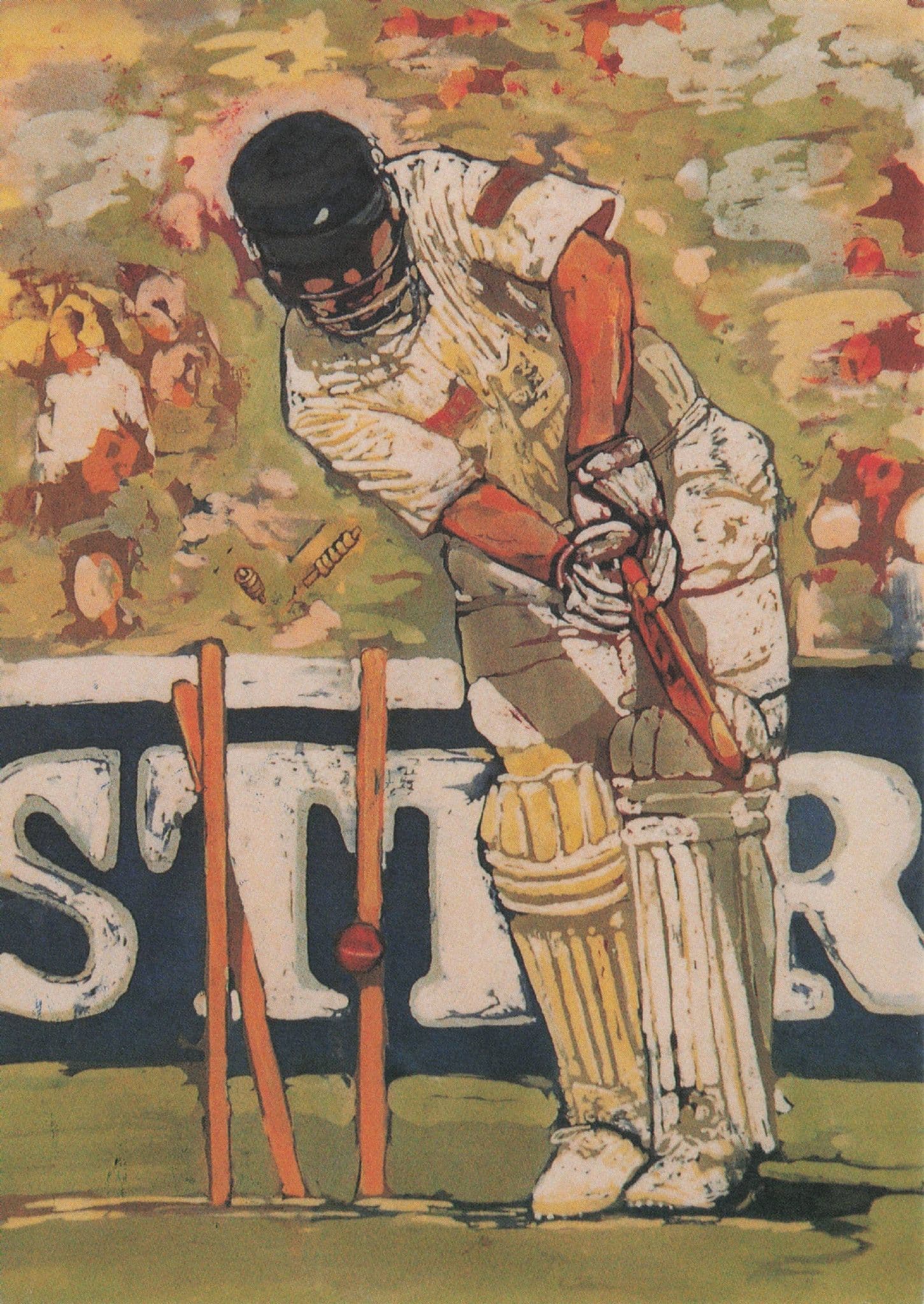 Michael Clarke Australian Cricket Batsman Painting Postcard