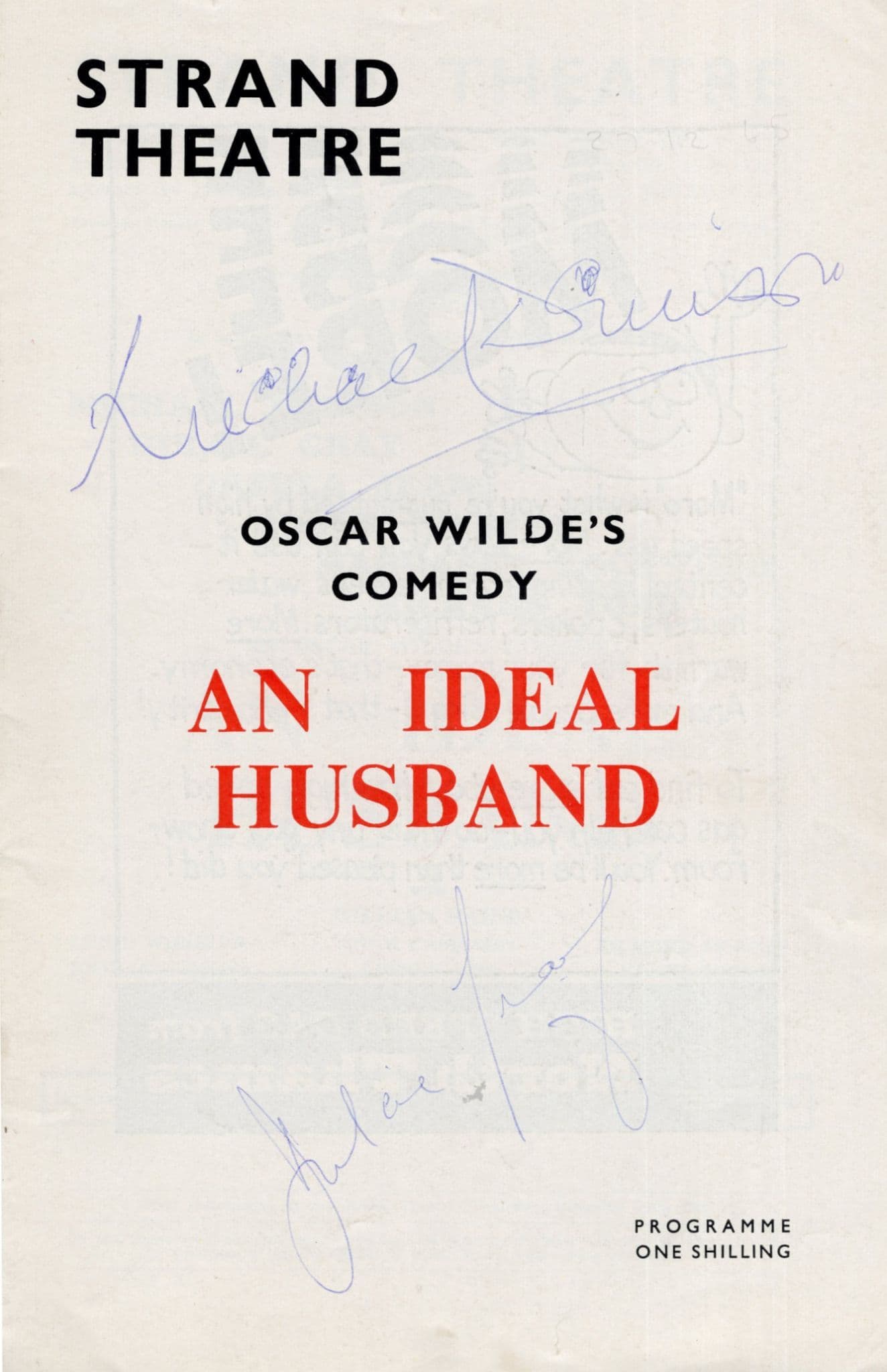 Michael Denison Dulcie Gray Hand Signed Oscar Wilde Theatre Programme