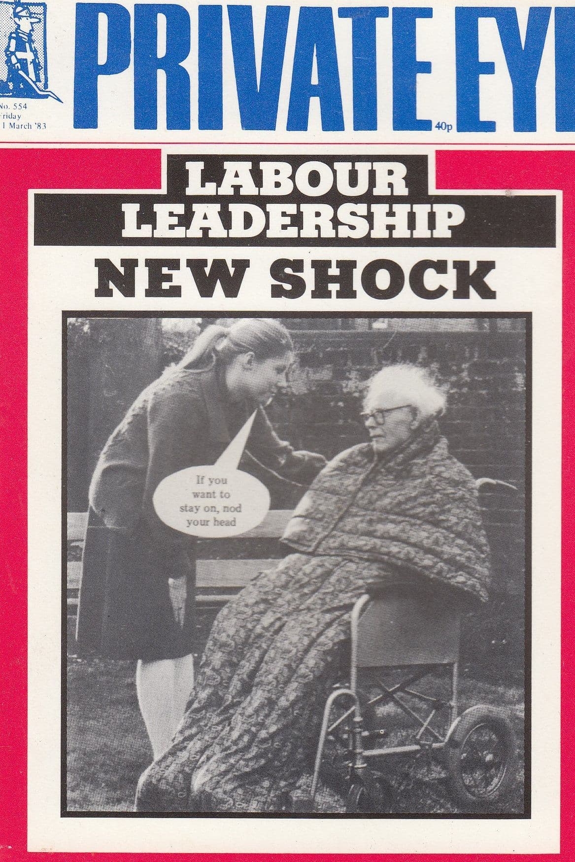 Michael Foot Labour MP Private Eye In Wheelchair Comic Postcard