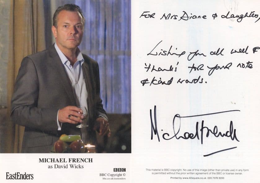 Michael French BBC Eastenders Reverse Rare Hand Signed Cast Card Photo