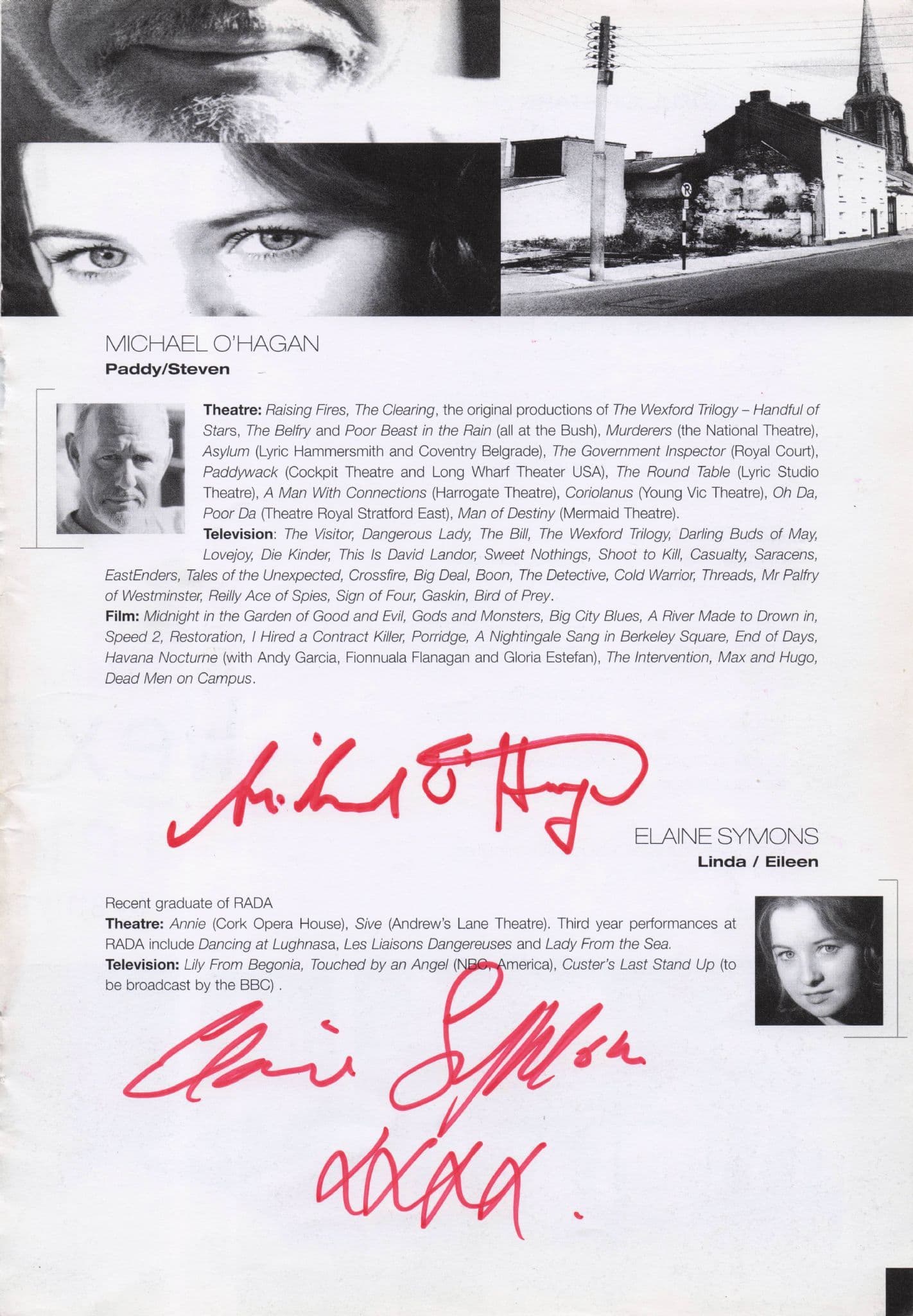 Michael O'Hagan Star Trek Elaine Symons Hand Signed Theatre Page