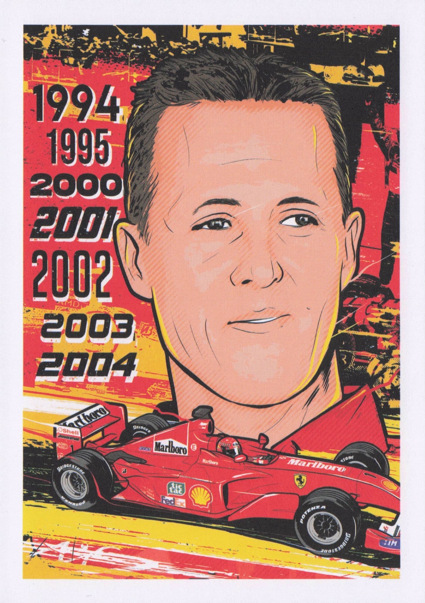 Michael Schumacher German Grand Prix F1 Motor Racing Driver Painting Postcard