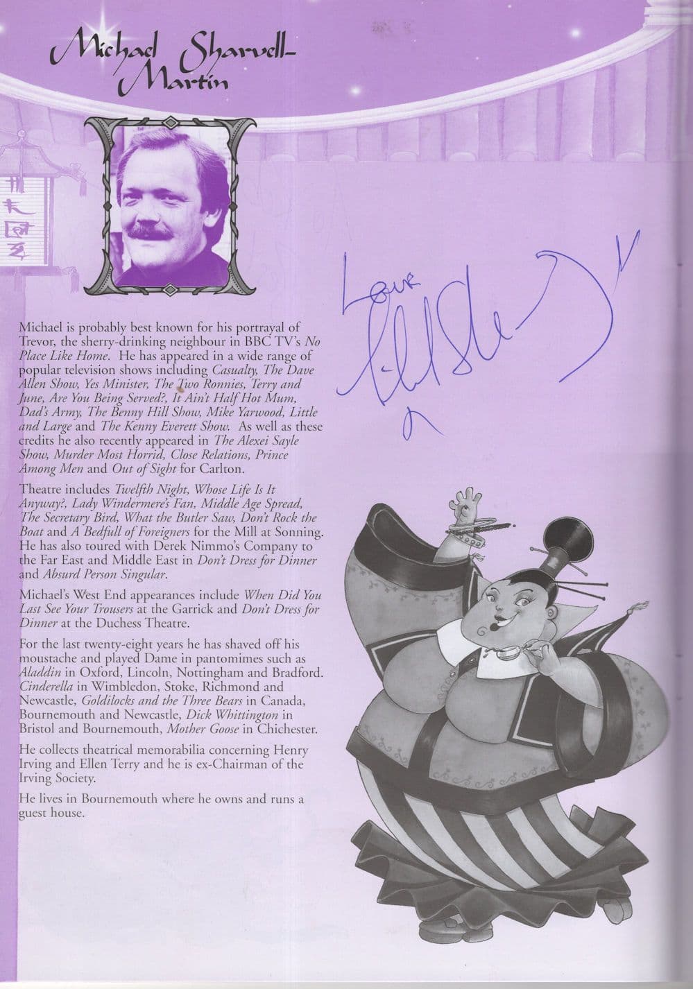 Michael Sharvell of Dave Allen Mr Blobby Hand Signed Theatre Programme