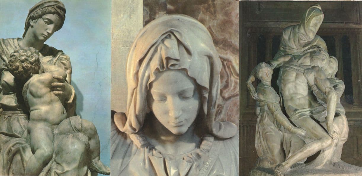 Michelangelo Virgin & The Child La Pieta 3x Statue Postcard s