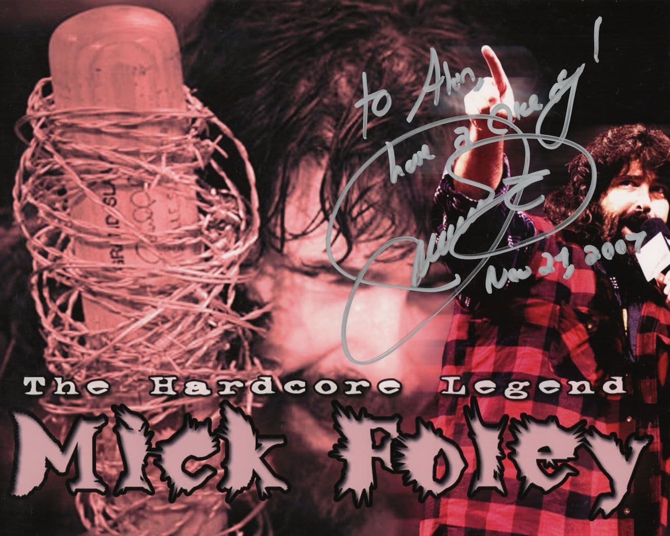 Mick Foley Wrestling WWE 10x8 Ultimate Hand Signed Photo & COA Photo
