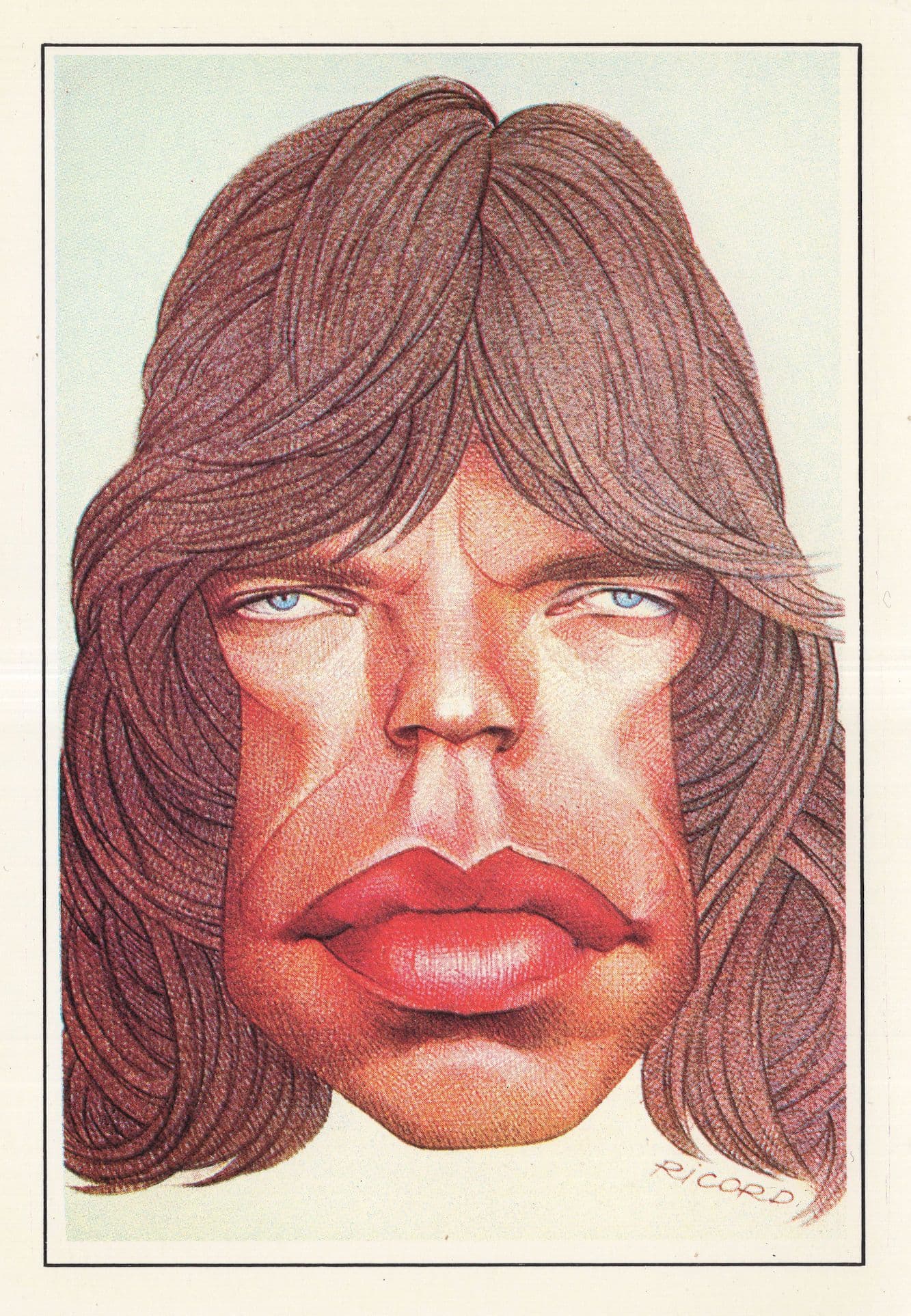 Mick Jagger The Rolling Stones Comic Art French Caricature Postcard