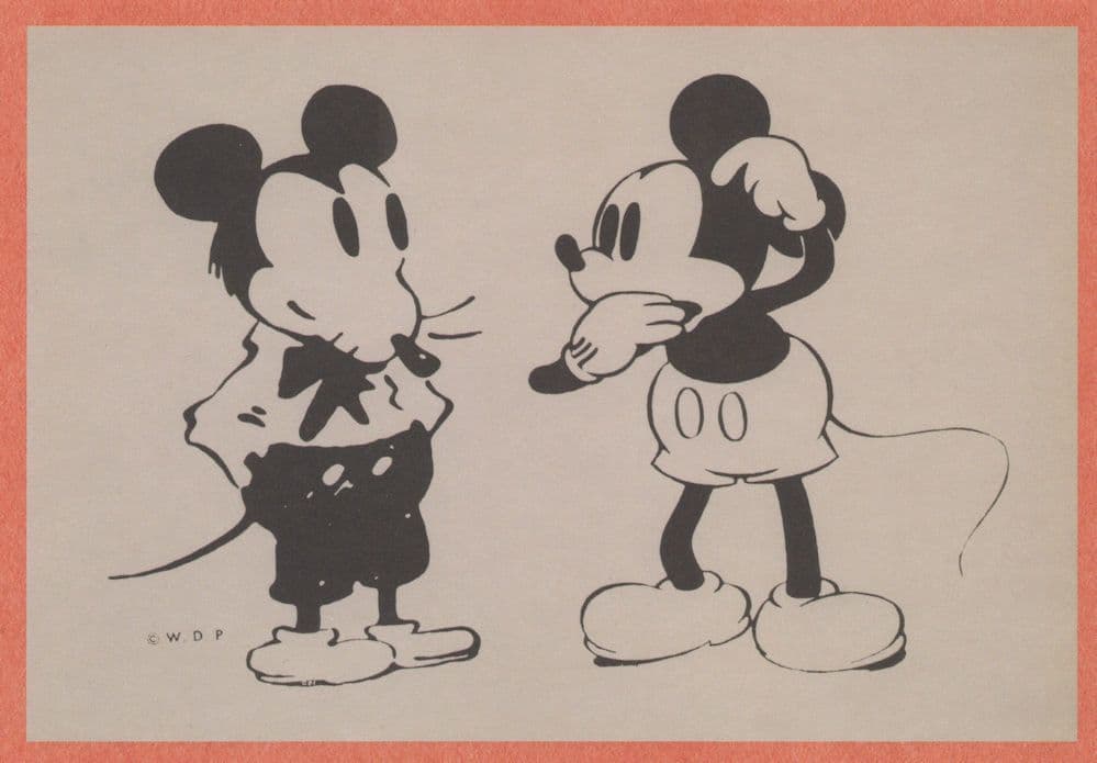 Mickey & Minnie Mouse 1935 Walt Disney Artist Drawing Postcard