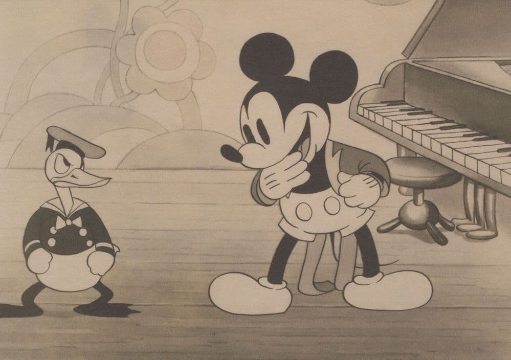 Mickey Mouse Donald Duck Grand Piano Orphans Benefit Postcard