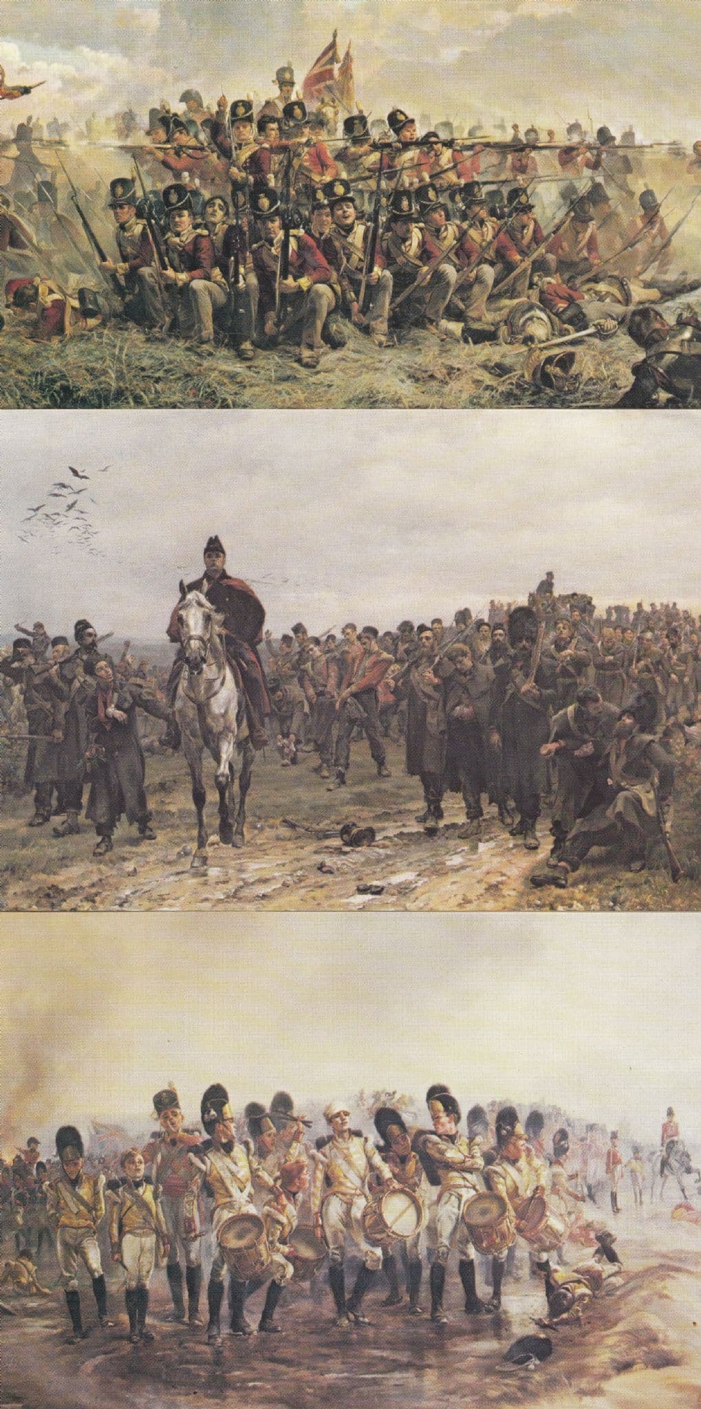 Middlesex Regiment Crimean War Battle Of Waterloo 3x Military Painting Postcard s