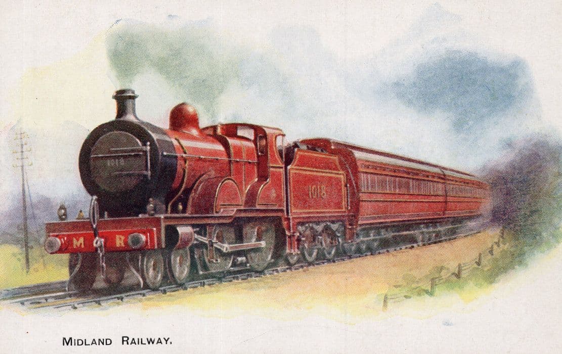 Midland Railway 4P Class 4-4-0 Deeley Train Rare Salmon Postcard