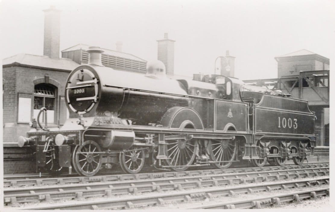Midland Train 1003 at Derby Real Photo Old Railway Postcard
