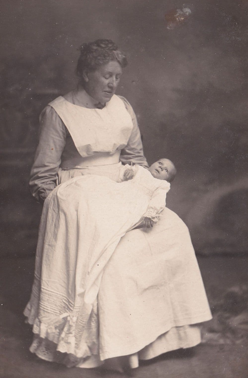 Midwife Nurse Newborn Baby Antique Real Photo French Postcard
