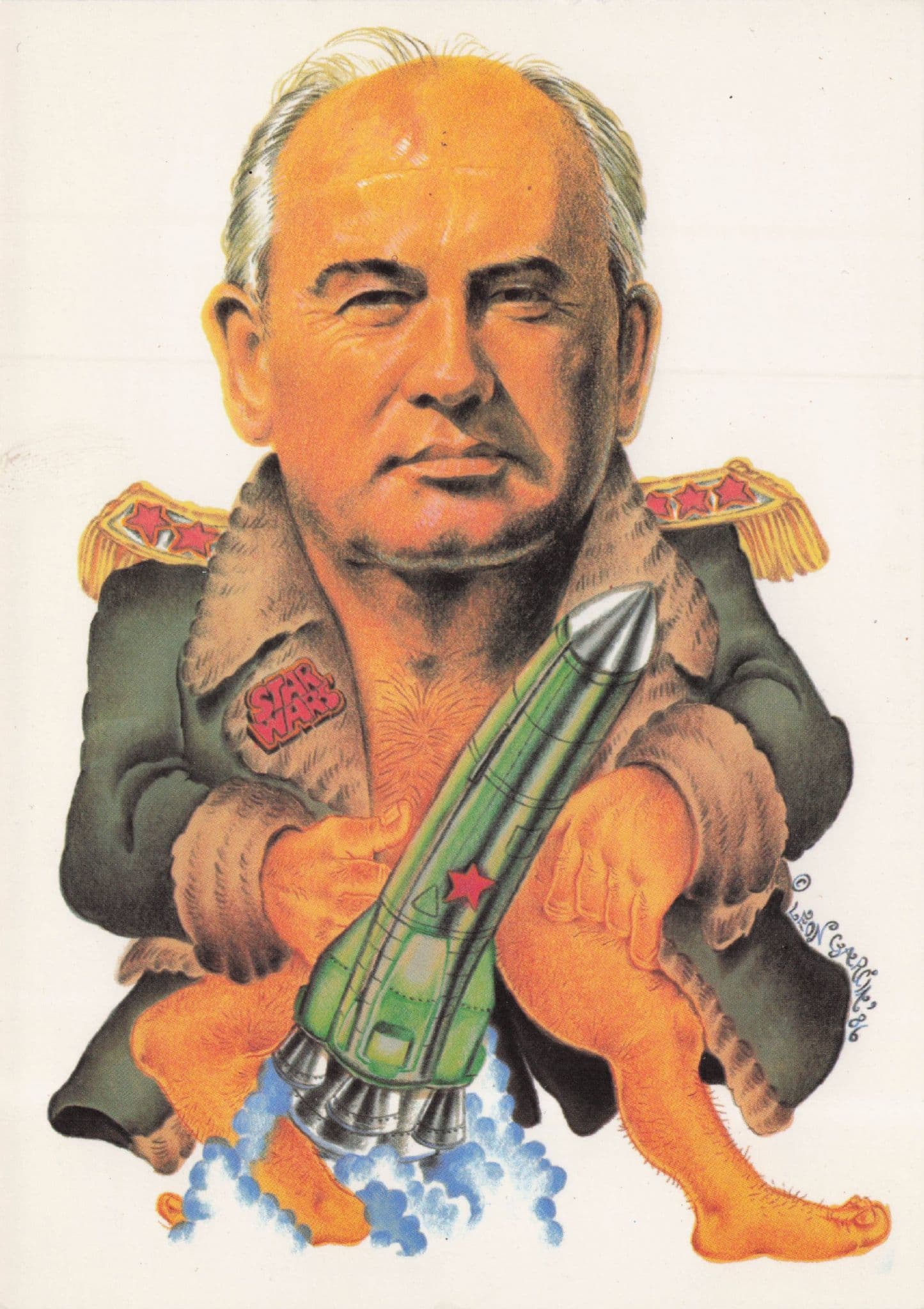 Mikhail Gorbachev Russian President Caricature Comic Postcard
