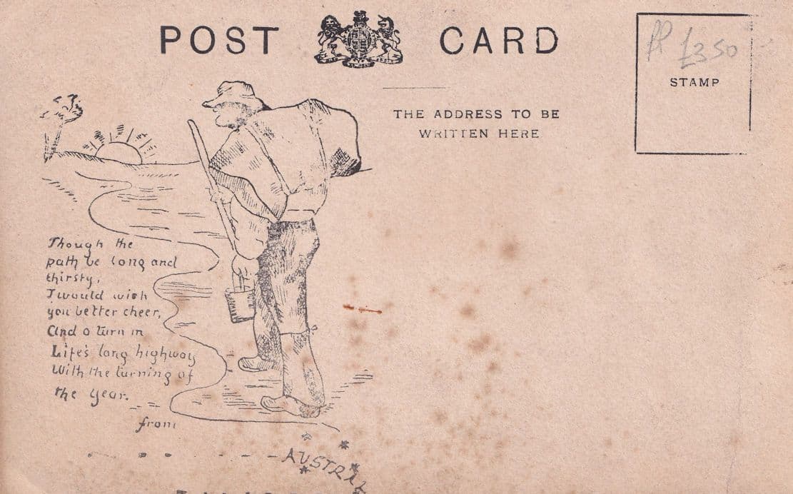Military Real Soldier Photo & Hand Sketch Reverse Postcard