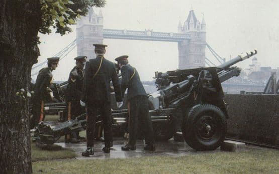 Military Salute at Tower Bridge Royal Postcard