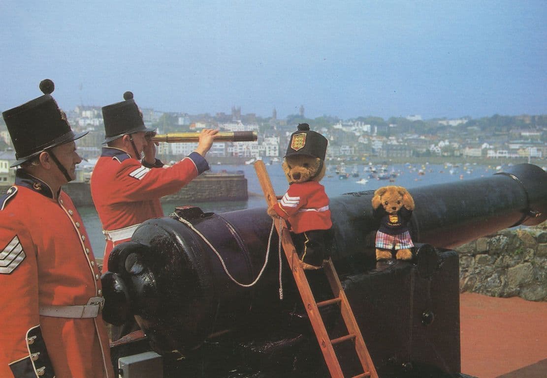 Military Teddy Bear Soldier Telescope Ladder Bears Postcard