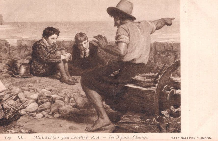 Millais The Boyhood Of Raleigh Antique Tate Gallery Painting Postcard