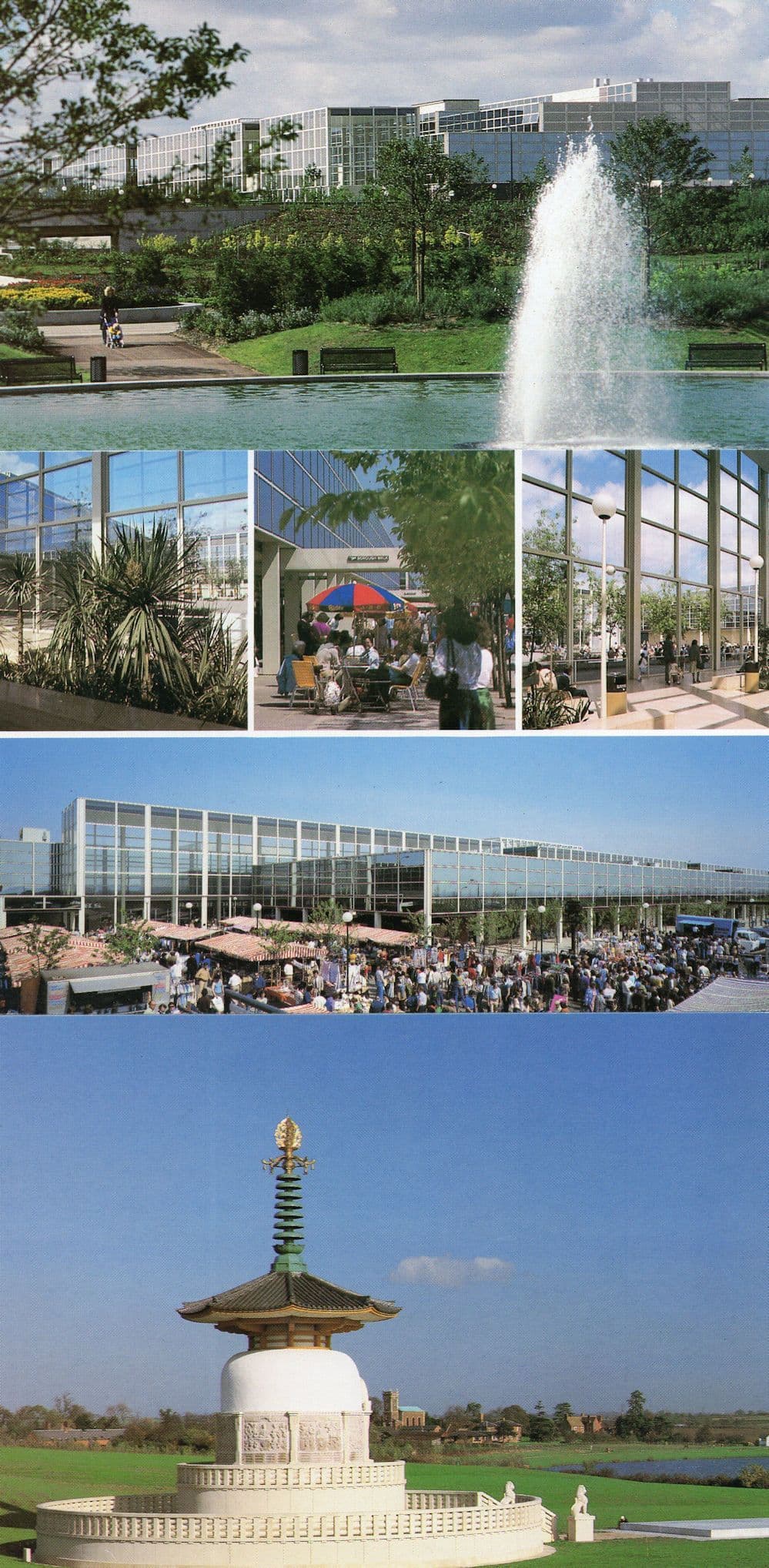 Milton Keynes Cambell Park Peace Pagoda Shops 3x Postcard s