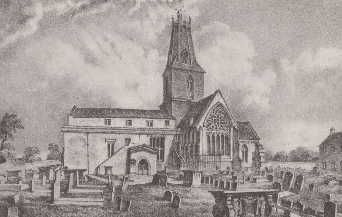 Minchinhampton Church in 1838 Gloucester Painting Postcard