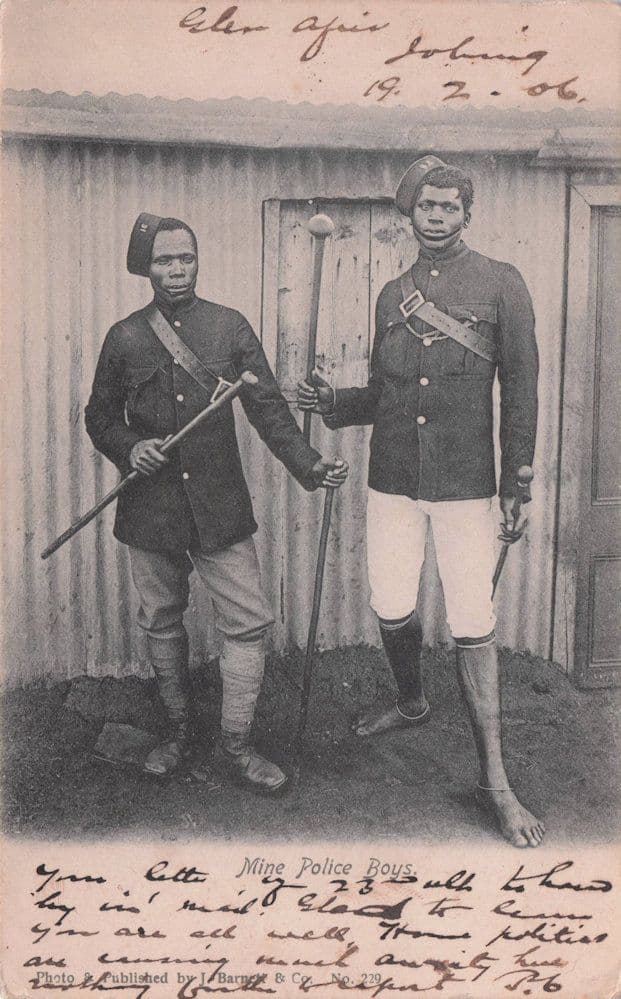 Mine Police Boys South Africa Possibly Waxworks Antique Postcard