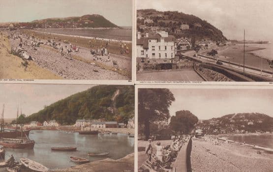 Minehead Hotel Quay Harbour 4x Antique Postcard s