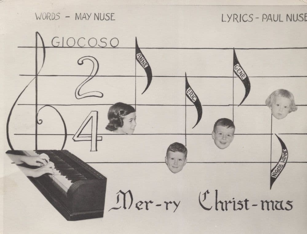 Miniature Piano Keyboard Baby Christmas Song Postcard