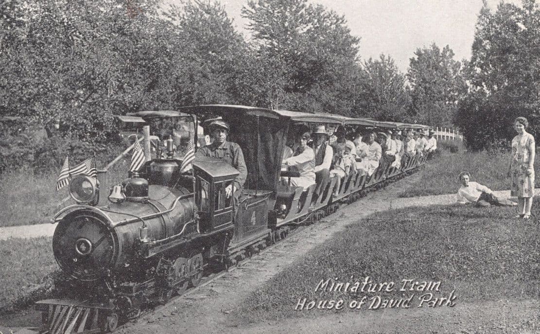 Miniature Train Driver Eden Springs Park House Of David Benton Harbor MI USA Postcard