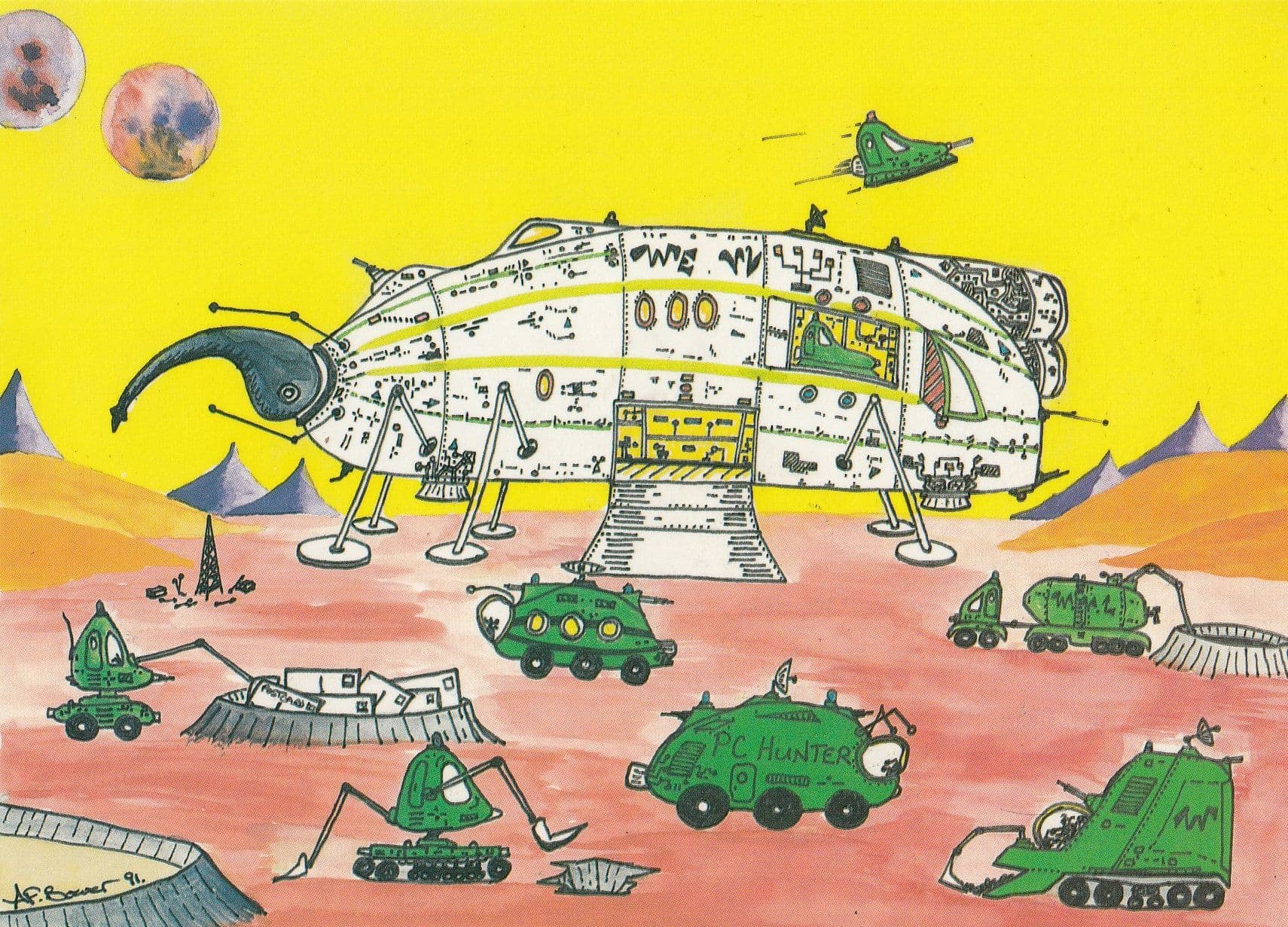 Mining Corporation Sci Fi Space Miners Comic Postcard