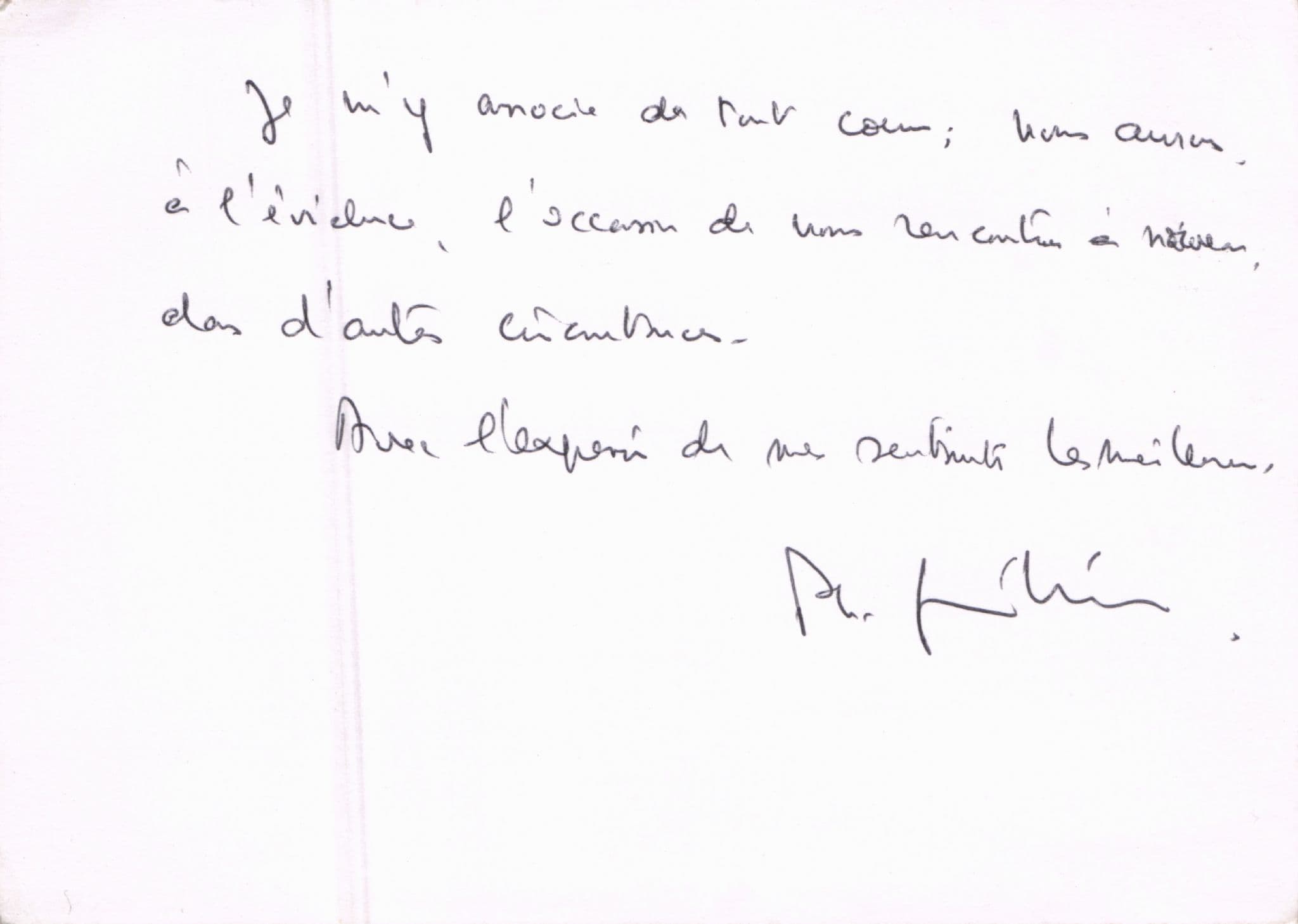 Minister for Europe & Foreign Affairs of France Hand Signed Letter