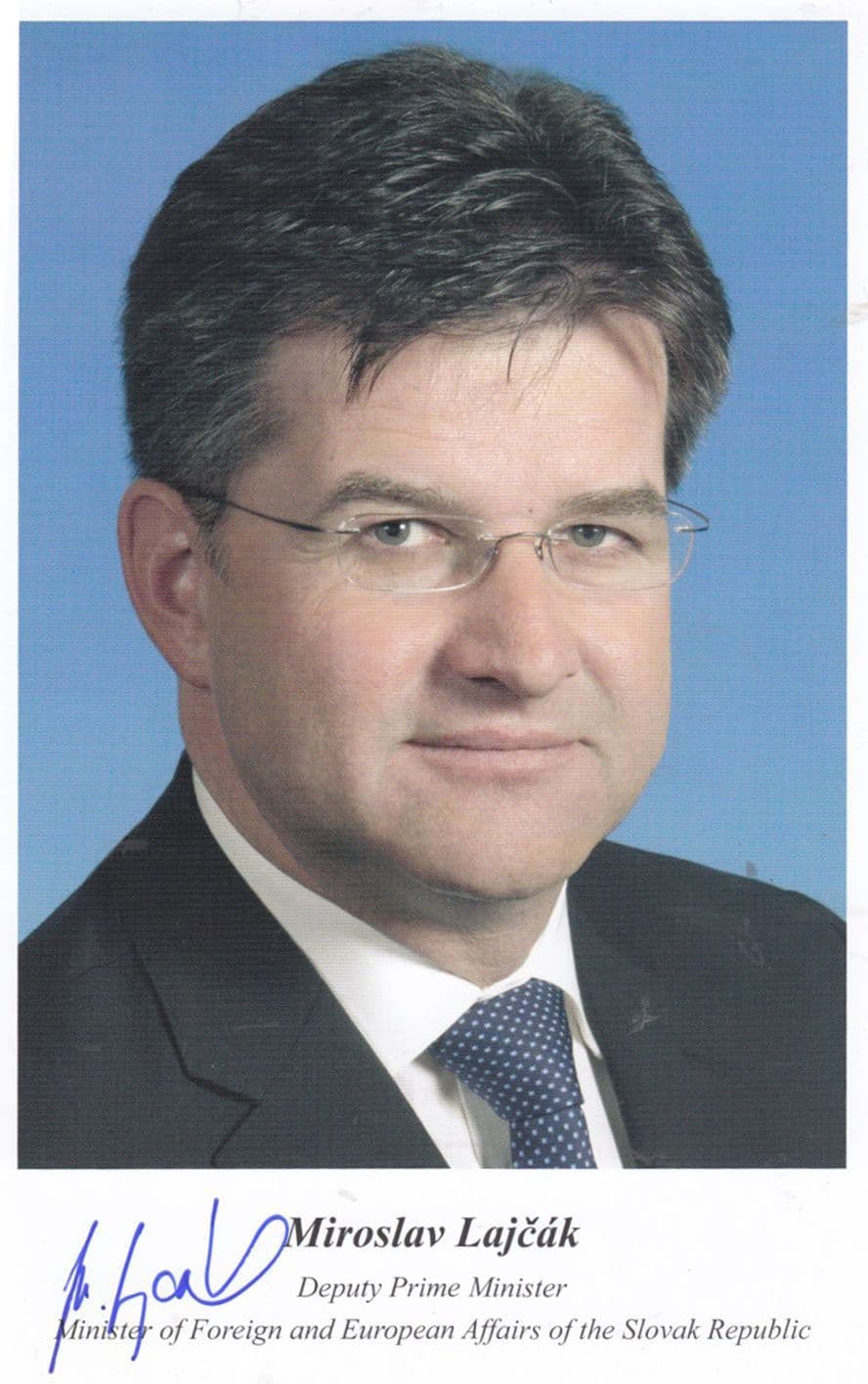 Miroslav Lajcak Slovak Minister Foreign Affairs of Slovakia Hand Signed Photo