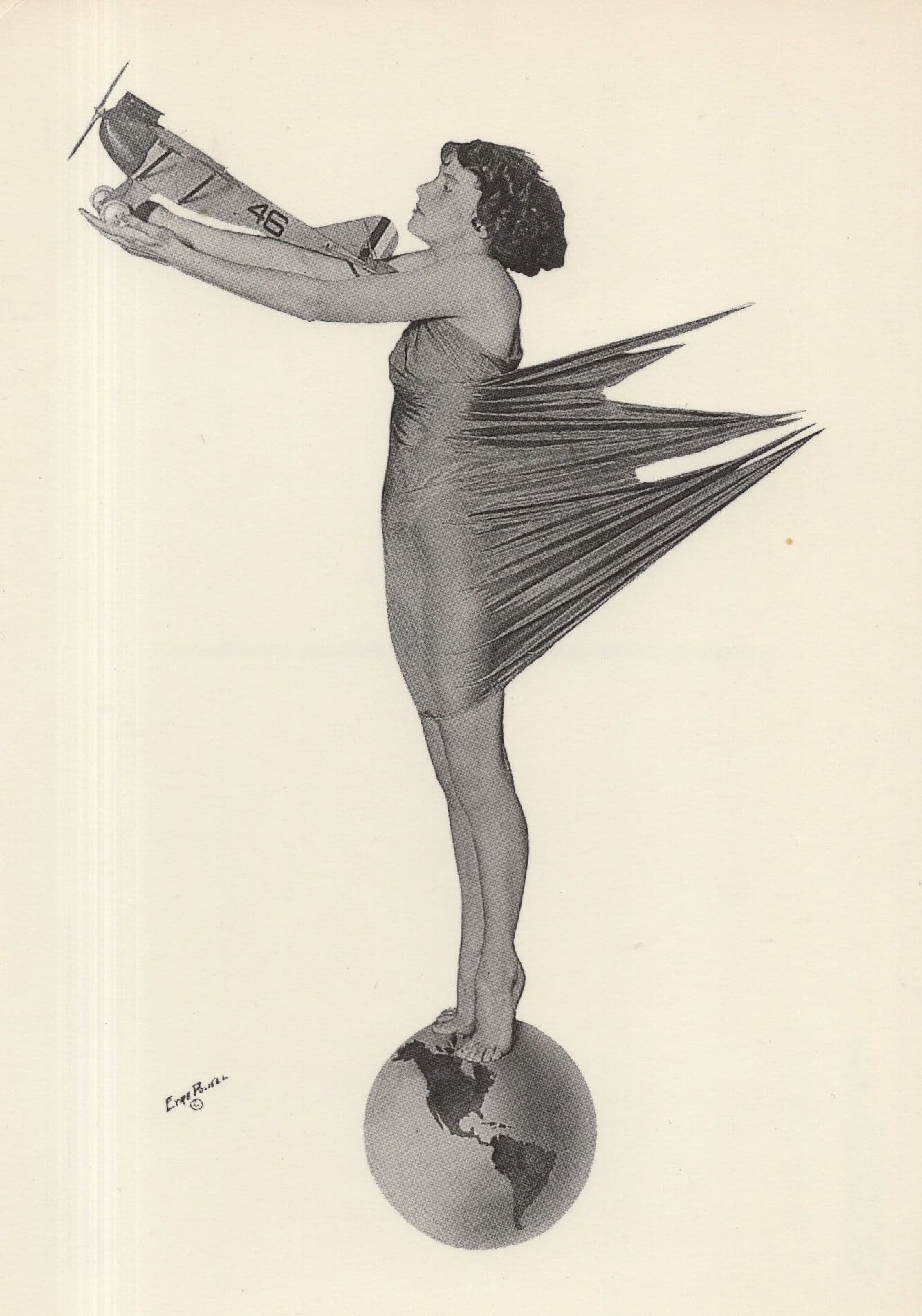 Miss Aviation Half Woman Half Plane Aircraft Photo Postcard