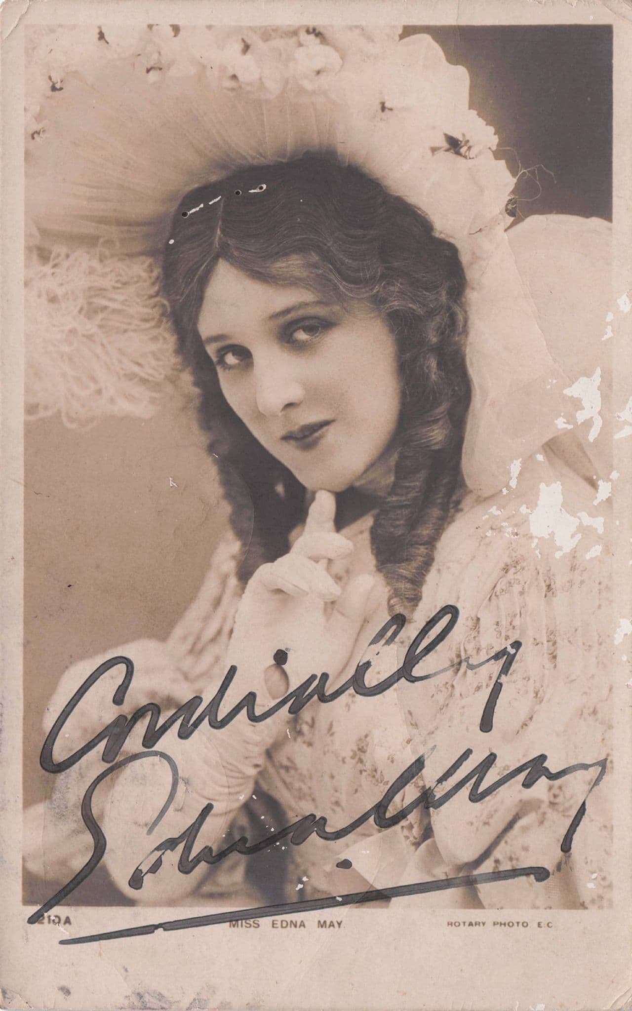 Miss Edna May Edwardian Actress Hand Signed Photo Postcard
