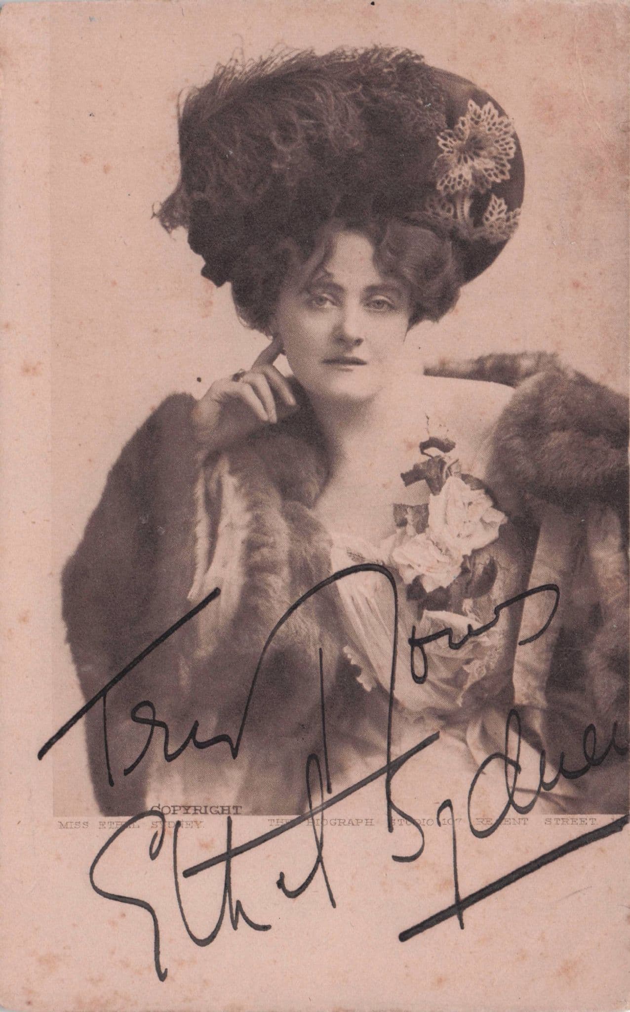 Miss Ethyl Sydney Edwardian Actress Hand Signed Old Postcard