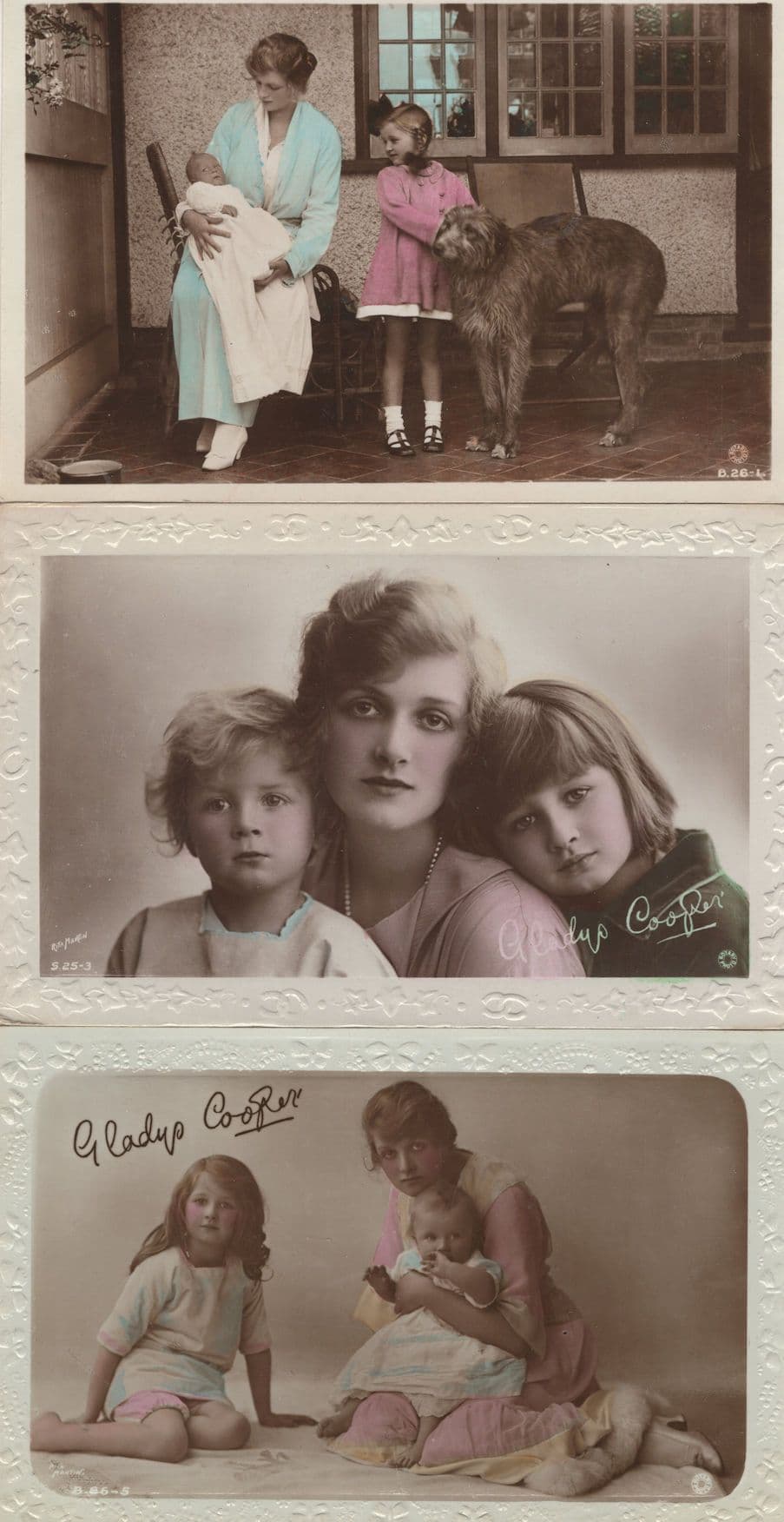 Miss Gladys Cooper & Baby Joan 3x Old Postcard s