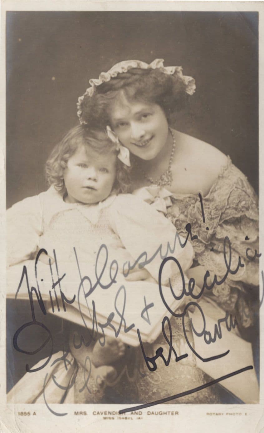 Miss Isabel Jay & Her Daughter DOUBLE Hand Signed Postcard & Reverse Message