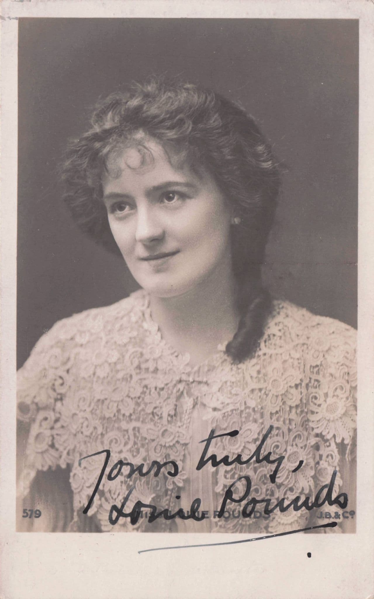 Miss Louie Pounds Edwardian Actress Hand Signed Photo