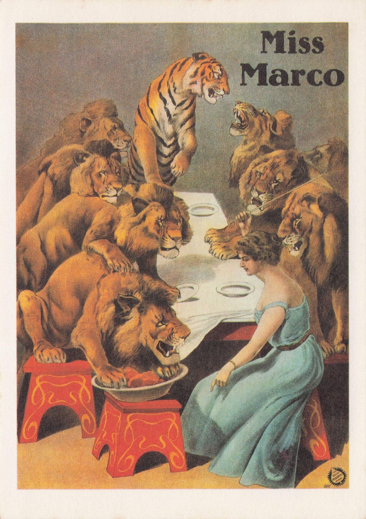 Miss Marco Italian Beauty Lion Tamer Tiger Queen Circus Poster Postcard