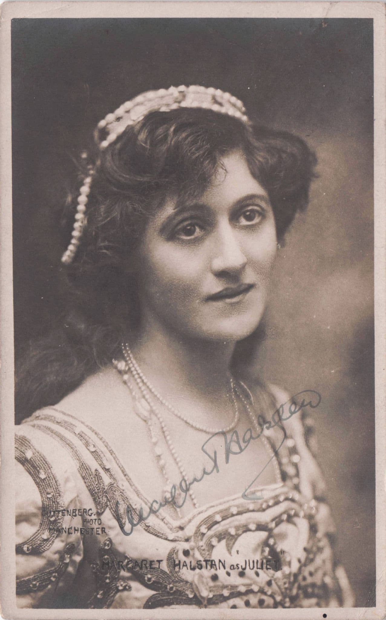 Miss Margaret Halston Old Shakespeare Actress Hand Signed Postcard