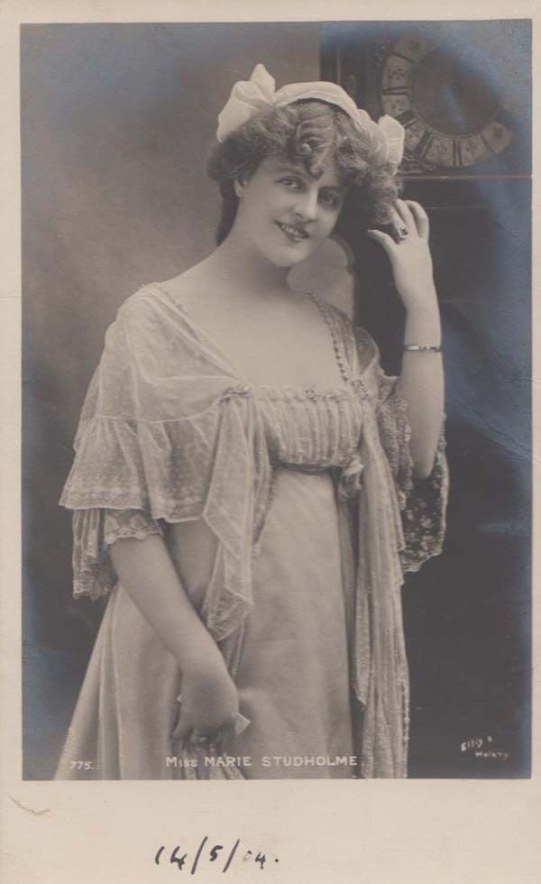 Miss Marie Studholme Grandfather Clock Postcard