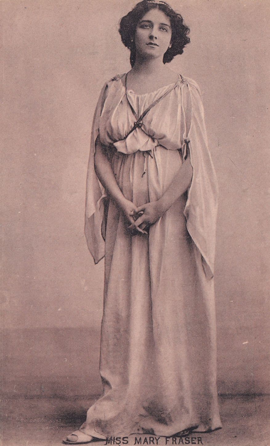 Miss Mary Fraser Antique Actress Double Colour Advertising Postcard