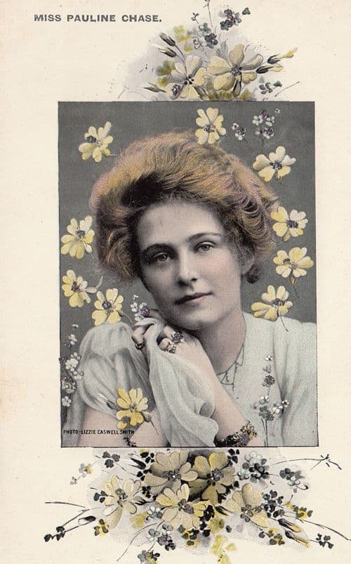Miss Pauline Chase Actress Glitter Antique Postcard