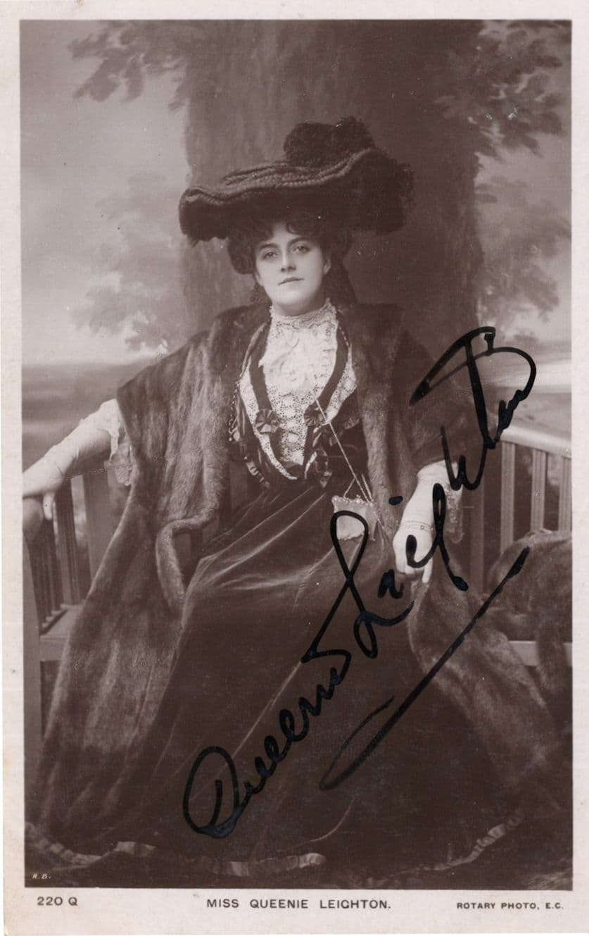 Miss Queenie Leighton Sinbad Aladdin Actress Hand Signed Postcard