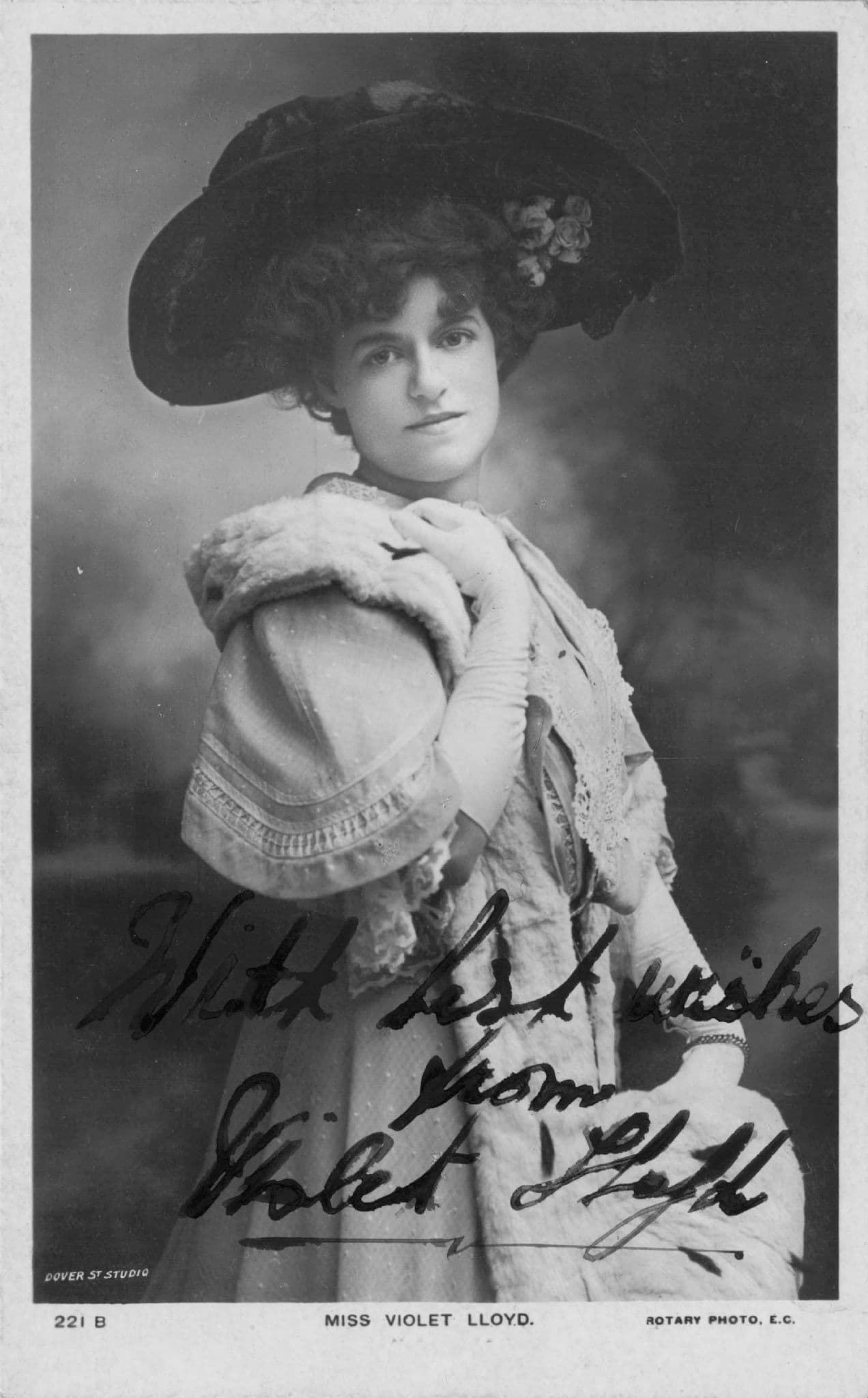 Miss Violet Lloyd Pantomime Edwardian Actress Hand Signed Photo Postcard