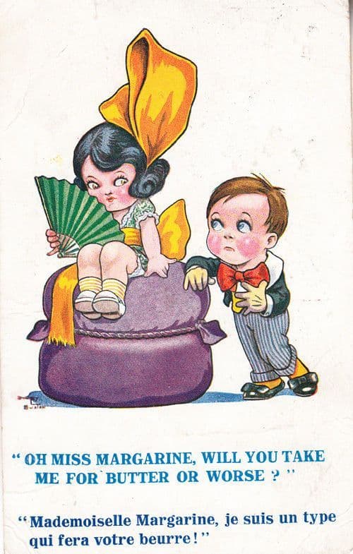 Miss World Butter Margarine French France Love Proposal Old Comic Postcard