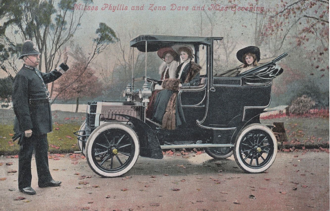 Miss Zena Dare & Sevening Policeman Traffic Police Officer Old Postcard