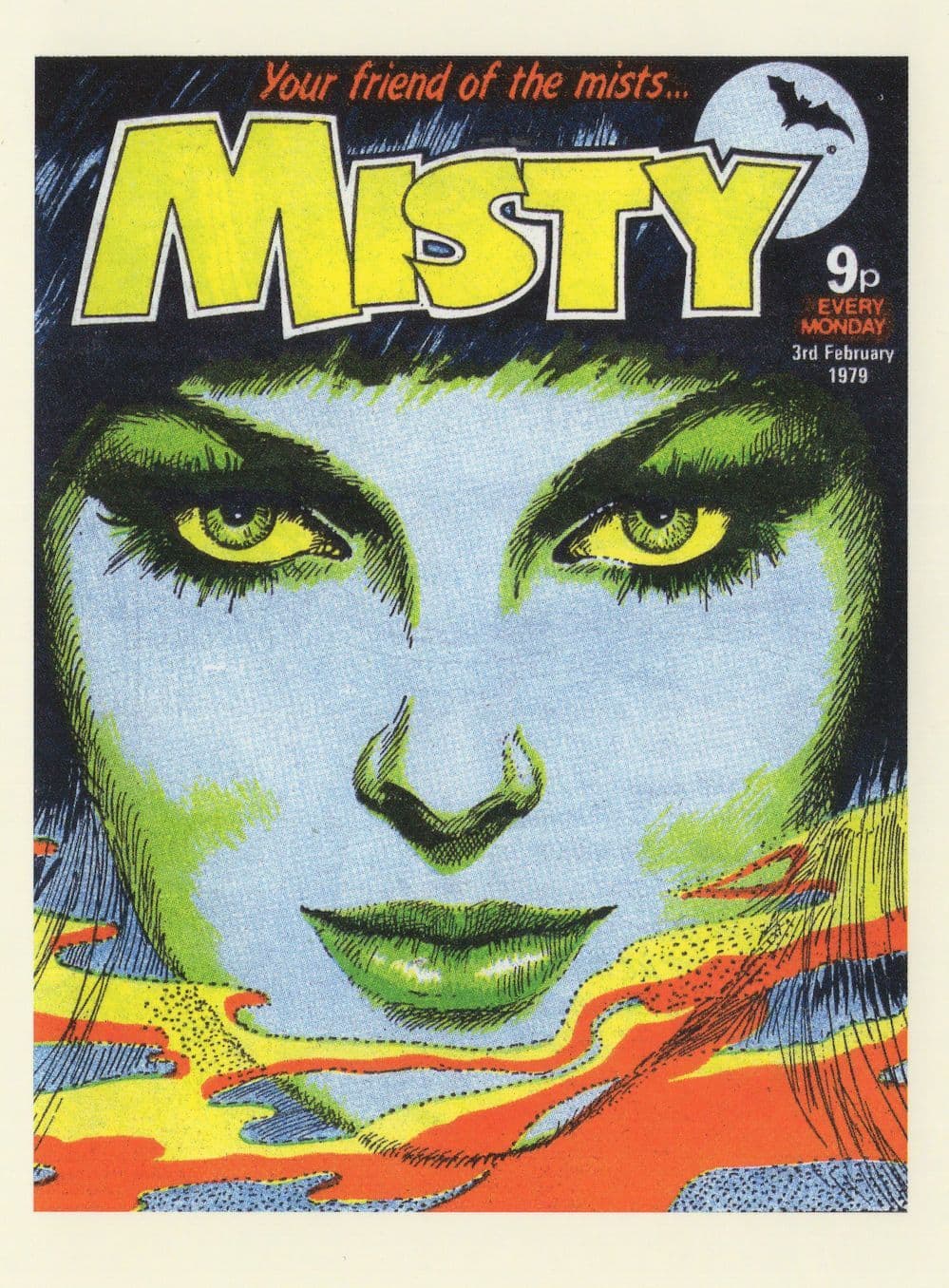 Misty Witch In Fog 1979 Girls Horror Wicca Comic Book Postcard