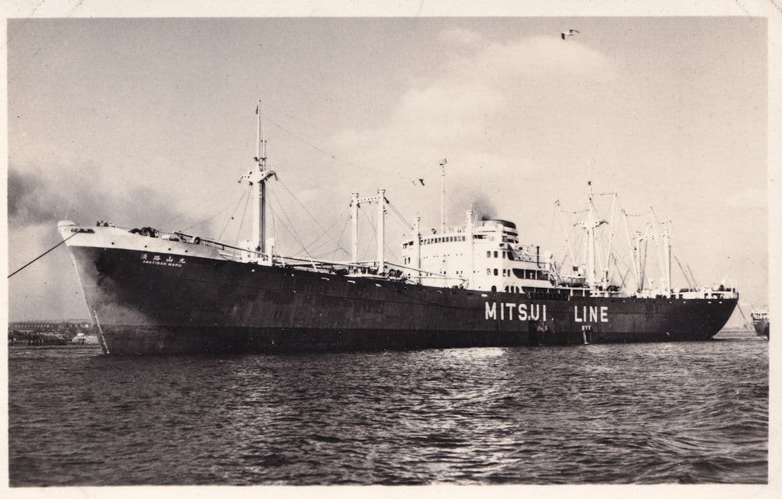 Mitsui Steamship Company Japan MV Awajisan Maru Ship Advertising Postcard